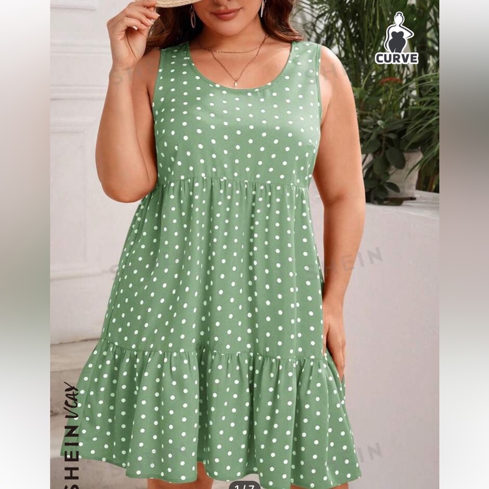 Shein curve polka dots dress 1XL